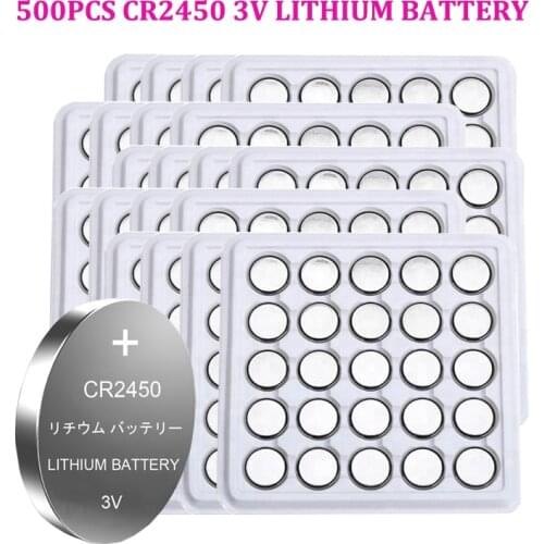 500pcs CR2450 CR 2450 3v Cell Battery Watch Clock Pilas Lithium Batteries For Computer Montherboard Calculator Remote Control