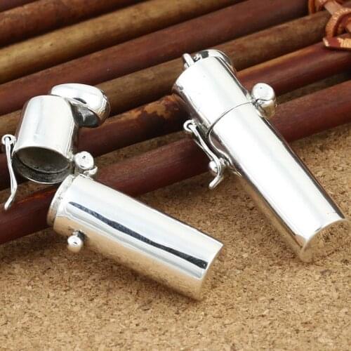 925 Sterling Silver Tibet Tube Surangama Mantra Pendants Necklaces Can open memorial Necklaces Storage Case Urn Ashes Jewelry