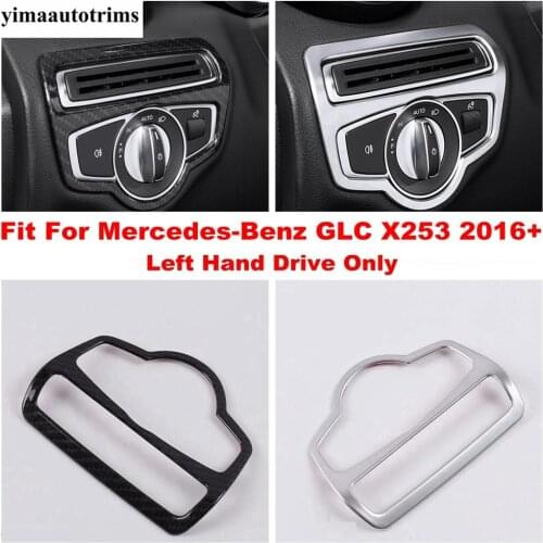 Carbon Fiber / Matte Accessories Fit For Mercedes-Benz GLC X253 2016 - 2021 Head Lights Lamps Switch Button Panel Cover Trim