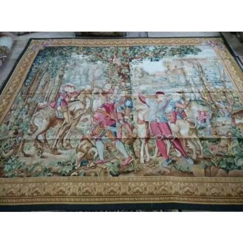 Free Shipping 100% 9'X12'' Handmade wool aubusson tapestry gobelin carpet French aubusson big tapestry