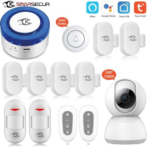 Wireless Home security WiFi Siren Alarm System works for smart life app Compatible with Alexa
