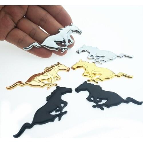 CDIY 2PCS/lot 3D Chrome Metal Running Horse Emblem Badge For Ford Mustang Shelby GT Rear Trunk Decor Sticker Car Styling