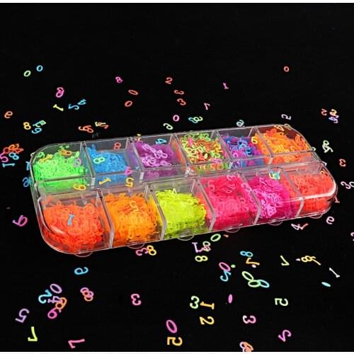 Digital Nail Art Glitter Flakes Nail Sequin Fluorescence Resin Filler 3D Neon Mix Color DIY Nail Manicure Nail Art Decorations