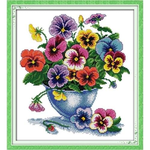 Flower vase cross stitch kit flower 18ct 14ct count canvas x stitching DMC color hand embroidery DIY handmade needlework plus