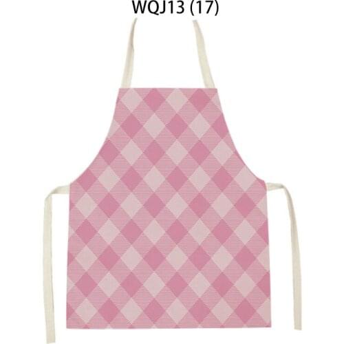 Color Geometric Grid Printing Pattern Aprons Ladies Adult Bib Home Cooking Roast Coffee Shop Clean Apron Kitchen Accessories