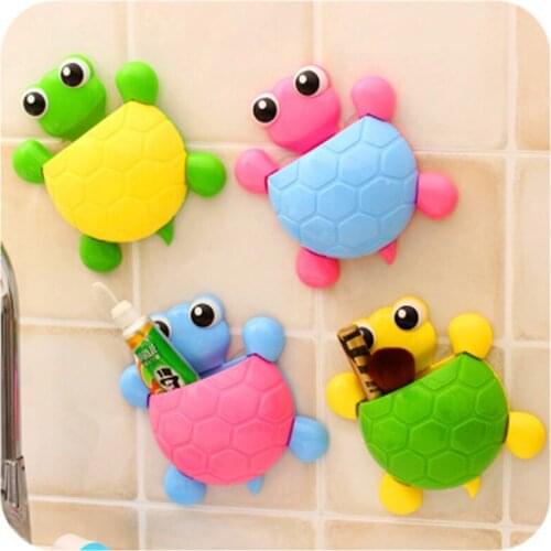 Cute Animal Toothbrush Holder Tortoise Strong Suction Cup Toothbrush Toothpaste Storage Rack Bathroom Accessories