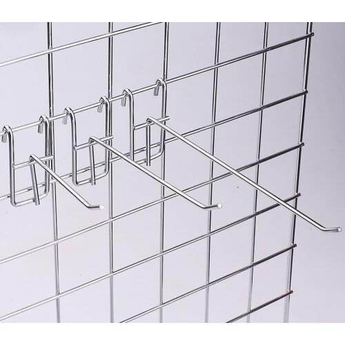 Length 50/100/150/200/250mm Wire Dia.3.5mm Grid Wall Exhibition Display Hooks Chrome-plated Supermarket Shelf Hanger Racks