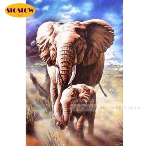Two Elephants Diy Diamond Painting Elephant Cross Stitch Landscape 3D Pictures Diamond Embroidery Mosaic Patterns Handmade Gifts