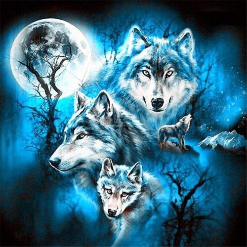Wolf Animal Printed Canvas 11CT Cross Stitch DIY Embroidery Full Kit DMC Threads Handiwork Painting Handmade Hobby Mulina