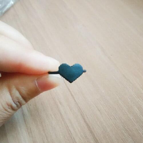 3pc Pixel Heart Ring, Black Rings Punk Style Size 6.75 For Men Women Free Shipping
