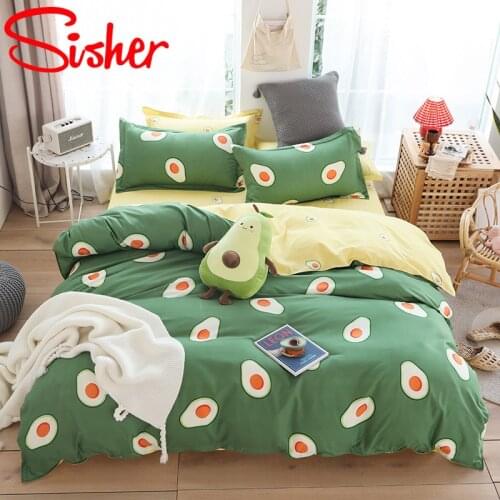 Avocado Modern Bedding Set Kids Single Fruit Pattern Duvet Cover Queen Double King Size Bedclothes Green Quilt Covers for Adults