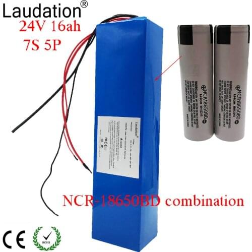 Laudation 24V 16ah Electric Bicycle Battery 29.4V 16000mAh Belt 15A BMS 250W 350W 18650 Battery Pack Wheelchair Motor