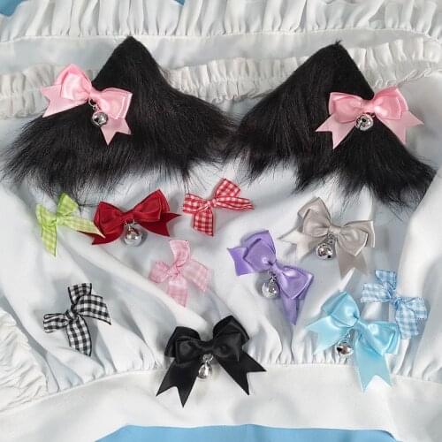 Lolita Cat Ear Barrettes Original Bow Bell Side Clip Cute Cat Hair Accessories Soft Girl