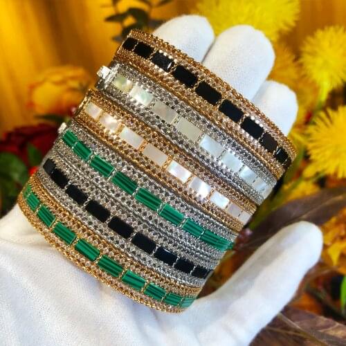 Missvikki Brand Original design Stackable Bangle For Women Bridal Wedding Cubic Zircon OPen Bangle Dubai Bracelet Party Jewelry