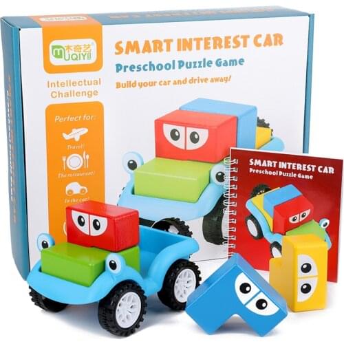 Montessori Wooden Variety Car Puzzle Games Creative funny games for kids 48 Challenge with Solution Interactive IQ Training Toy