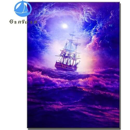 Thick clouds Night DIY 5D Diamond Embroidery Rolling waves Cross Stitch kits ship Abstract art Resin diamond painting mosaic