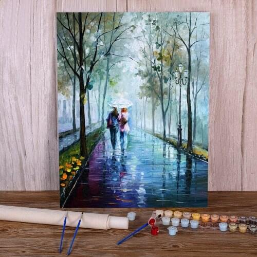 Foggy Stroll Coloring By Numbers Painting Package Oil Paints 50*70 Boards By Numbers Wall Decoration For Adults For Wholesale