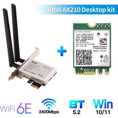 Desktop WiFi 6E Intel AX210 PCIe WiFi Adapter Bluetooth 5.2 2400Mbps 802.11ax AX210NGW MU-MIMO 2.4G/5Ghz WiFi 6 Card Windows 10