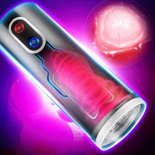 New Automatic Telescopic Rotating Airplane Cup Vibrator Sex Toy for Men Pronunciation Male Masturbator Aircraft Cup Sex Products