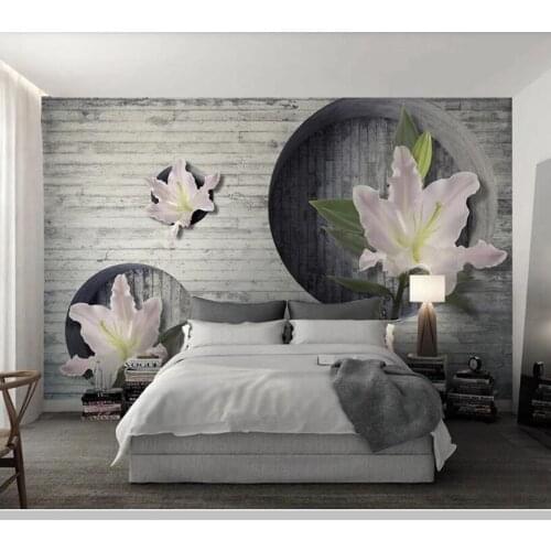 Papel de parede 3d stereo brick wall lily flower wallpaper,living room tv wall bedroom kitchen wall papers home decor bar mural