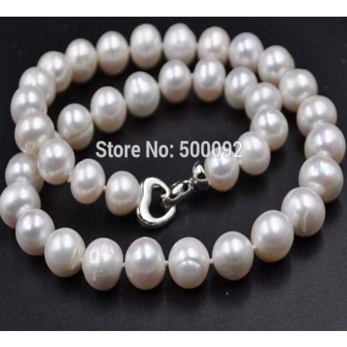 Baroque 10-11mm white freshwater pearl necklace free shipping