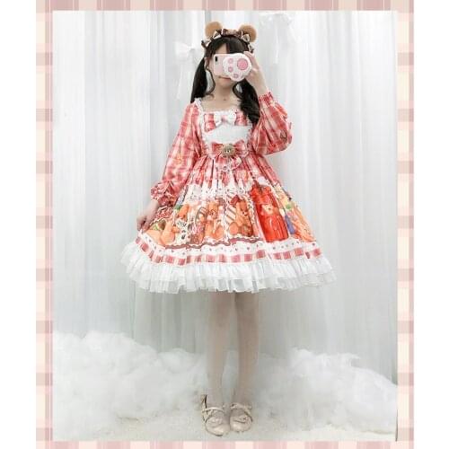 Princess tea party sweet lolita dress vintage lace bowknot cute bear victorian dress kawaii girl gothic lolita op loli cos