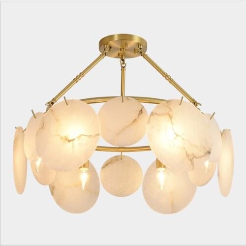 Postmodern light luxury chandelier, living room, dining room, bedroom, study, hotel model room, copper marble chandelier