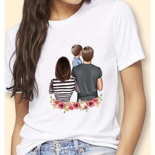 Women Striped Son Family Mother Mom Mama 90s Fashion Graphic Tshirt T-Shirt Lady Cartoon Female Tops Tees Print Clothes