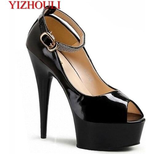 The new heel pump sexy womens fashion 15 cm platform heels strappy exotic shoes