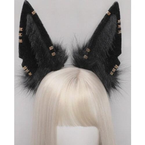 Women Animal Wolf Ears Headdress Plush Hairband Furry Lolita Headband Anime for Halloween Christmas Cosplay Accessories