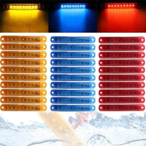 10pcs 9LED Bus Truck Trailer Truck 12-24V LED Lights Car Side Marker Light Waterproof LED Light Tail Indicator Parking Light