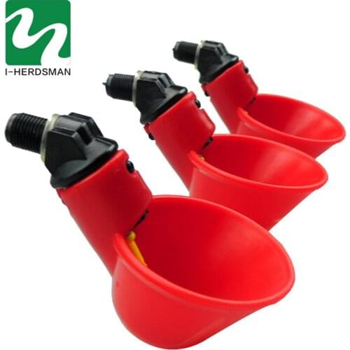 100 Pcs Red Automatic Drinking Cups Chicken Waterer Quail Nipple Drinker Thread Drinker Water Bowl Newest