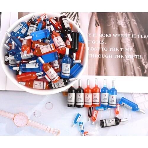 20pcs Simulation wine bottle Resin Cabochon Charms Earrings Making dollhouse toy accessories play DIY Scrapbooking Decoration