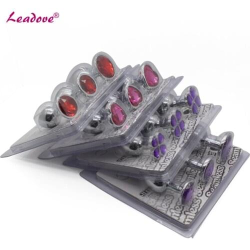 3pcs/set Five Types Stainless Steel Crystal Jewelry Anal Plug with S+M+L Size Butt Plug Anal Sex Toys for Couples