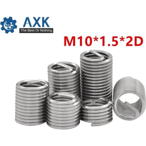 50Pcs M10*1.5*2D Screw Thread Insert A2 Stainless Steel 304 Fasteners Repair Tools Kit Coiled Wire Helical Screw Sleeve Set