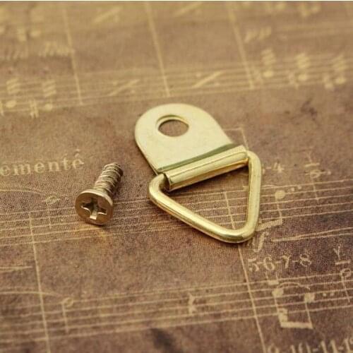 50pcs Small Triangle Mirror Hangers Strap D-Ring Hanging Picture Frame Hooks With 50 Screws
