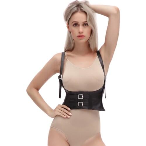 BDSM Leather Bondage Lingerie Fetish Open Bra Corset Tops Womens Sexy Bodysuit Erotic Nightwear Underwear Exotic Appeal for Sex