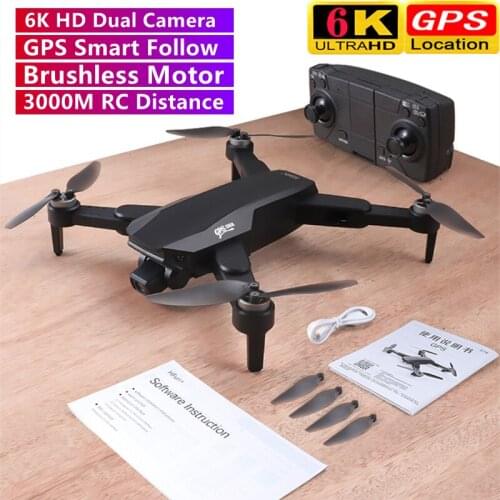 Brushless GPS Waypoint Flight RC Drone 6K ESC Dual Camera 3KM Smart Follow Foldable 30Mins 5G WiFi FPV Remote Control Quadcopter
