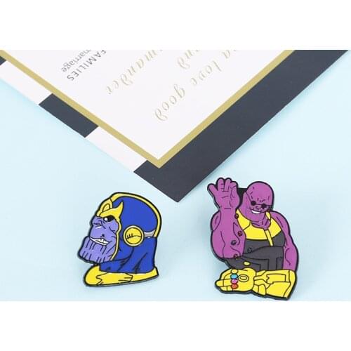Disney Marvel Legends Avengers Thanos Brooch Cartoon Brooch Film Peripheral Souvenir Badge Pin Sprinkled Salt Pose Alloy