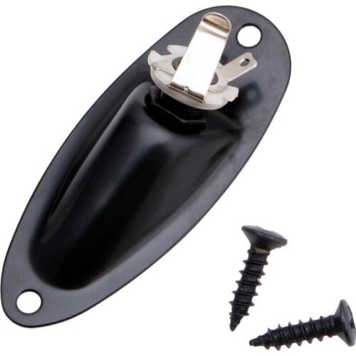 Black Boat Input Output Jack Plate Socket With Screws For Fender Strat Guitar PXPF