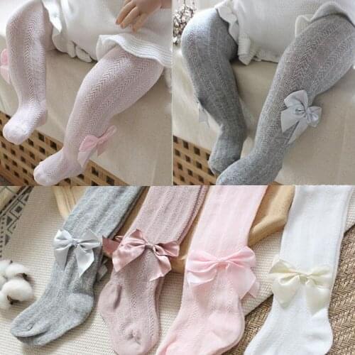 Kids Pantyhose Bow Baby Tights Spring Autumn Medium Thickness Combed Cotton Tights For Girls