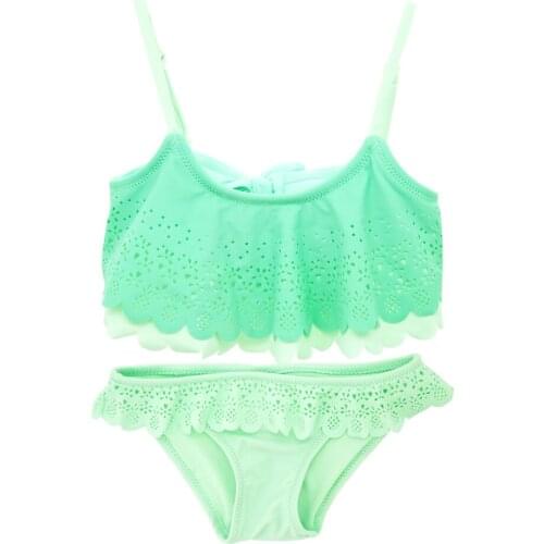 Kavkas Girl Swimsuit Two Pieces Childrens Swimwear Swim Suits Children Split Hollow Falbala Bikini Sets Bathing Suit