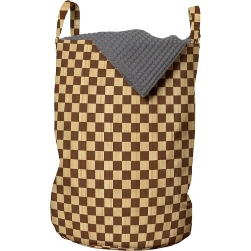 Checkered Laundry Basket Checkerboard Wooden Seem Mosaic Organizer for Clothes Underwear Socks Toys Wash Bag & Home Storage