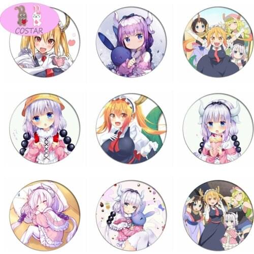 Miss Kobayashis dragon maid Cosplay Badge Brooch Pins Kobayashi-san Chi no Maid Dragon Collection Badges for Backpacks Clothes