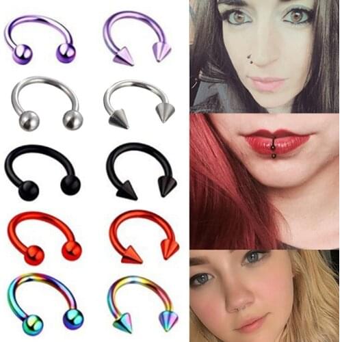 Ins style stainless steel C-bar horseshoe ring vacuum plating nose ring, fake piercing nose rings and studs jewelry