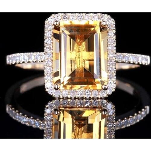 2020 Hot Selling Fashion Champagne Rhinestone Engagement Ring