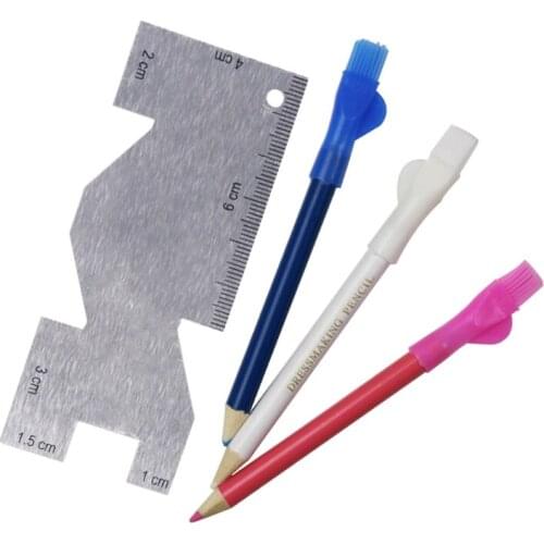 3 Water Soluble Erasable Marker Pens with Ruler Gauge Cross Stitch Quilted Leather Clothing, Hand Accessories