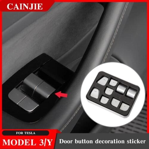 Model 3 Door button decoration sticker ABS For Tesla Model 3 Y Accessories Window Lift Switch Button Sticker model three 2020