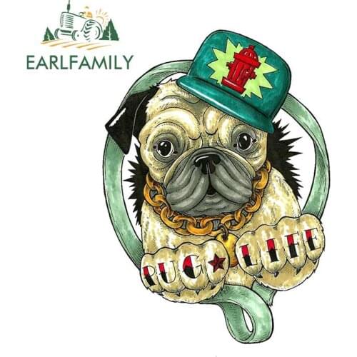 EARLFAMILY 13cm x 9.5cm For Bulldog Cartoon Sunscreen Car Stickers Fine Decal Refrigerator Waterproof Graphics Decoration