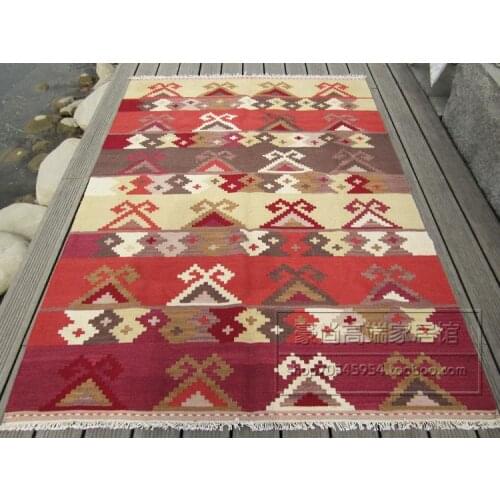 Kilim Pillow Covers Carpet Handmade Household Decorates Circular Carpet Bedroom Rectangle Carpet Natural Sheep Wool